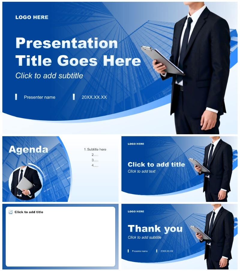 深蓝色商务风销售年度述职汇报PPT主题模板