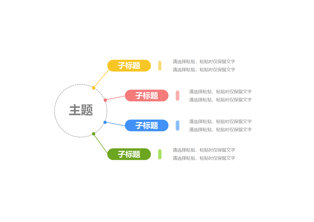 思维导图-彩色简约单向思维导图word模板