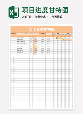 工作项目进度甘特图Excel模板