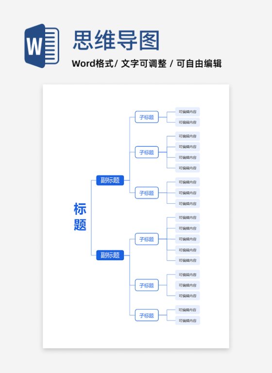 思维导图-彩色简约矩形通用竖版word模板