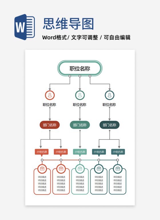 组织架构 - 多彩多层级项目架构 Word 模板