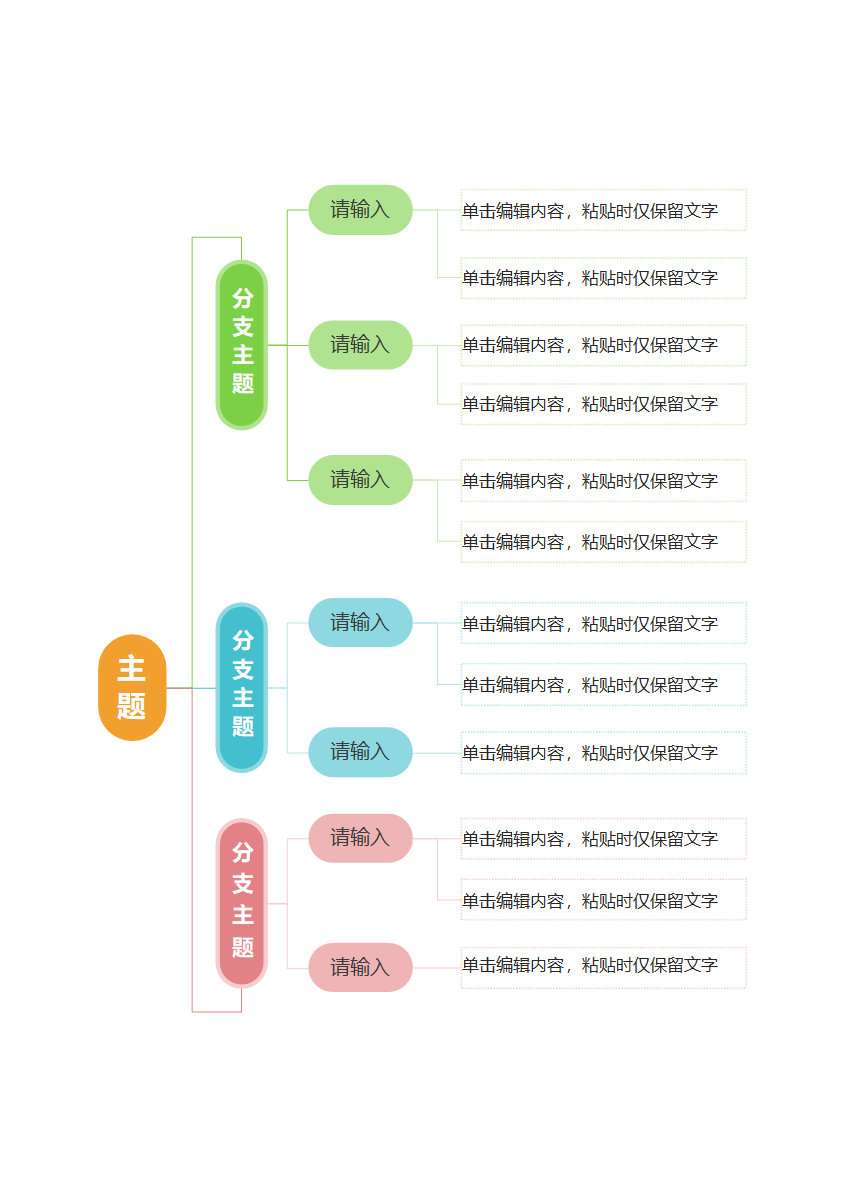 思维导图-竖版彩色几何左侧分类通用模板