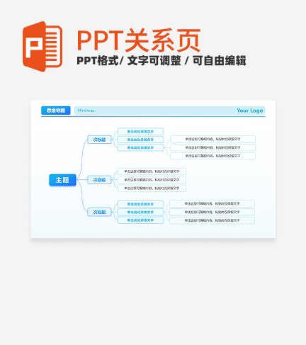 蓝色渐变简约思维导图PPT单页