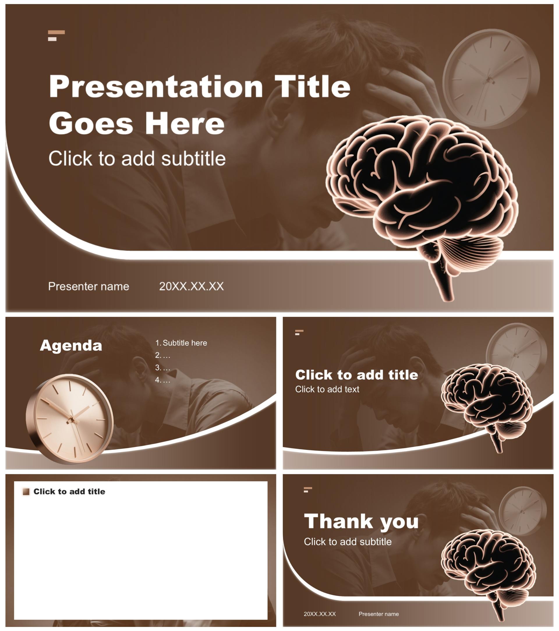 棕色商务风社区医疗保健公益科普PPT主题模板