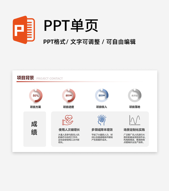 红色简约风项目背景介绍PPT单页