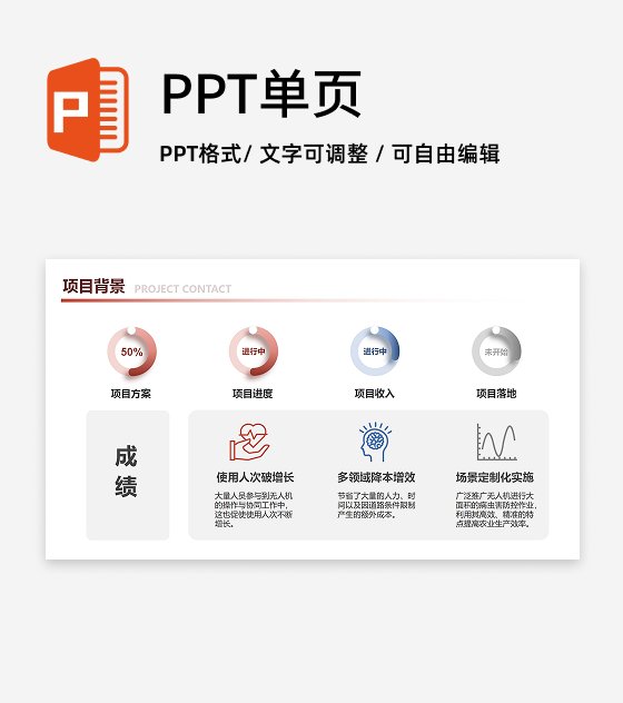 红色简约风项目背景介绍PPT单页
