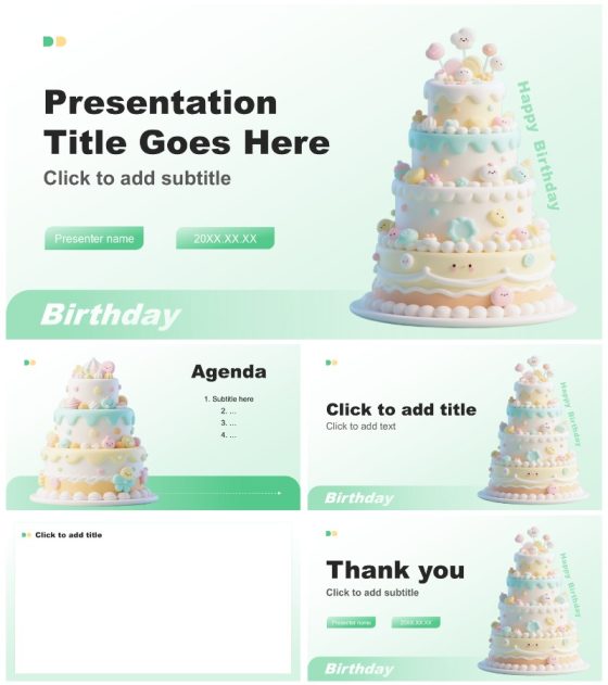 绿色小清新风生日会活动策划方案PPT主题模板