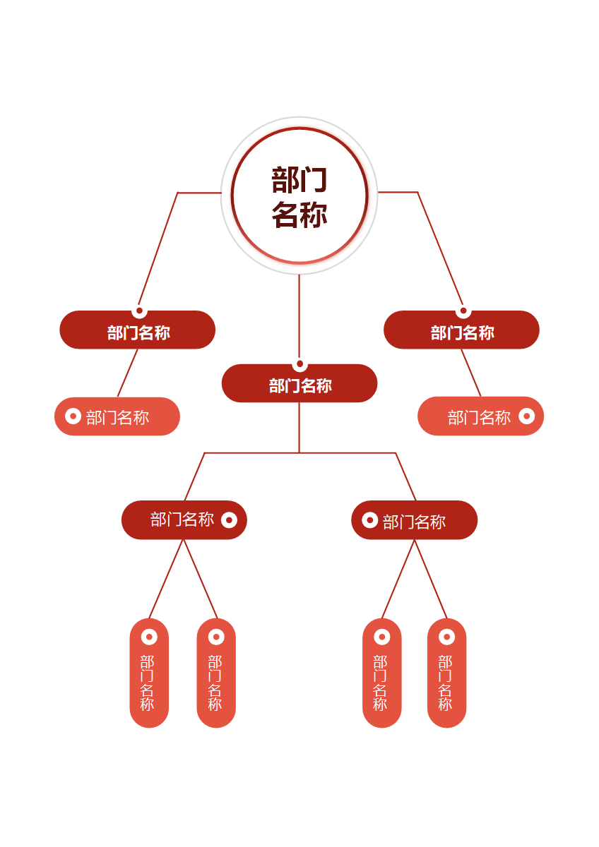 组织架构 - 红色层级部门架构 Word 模板