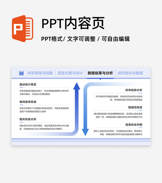 蓝色简约风学术组会数据分析PPT单页