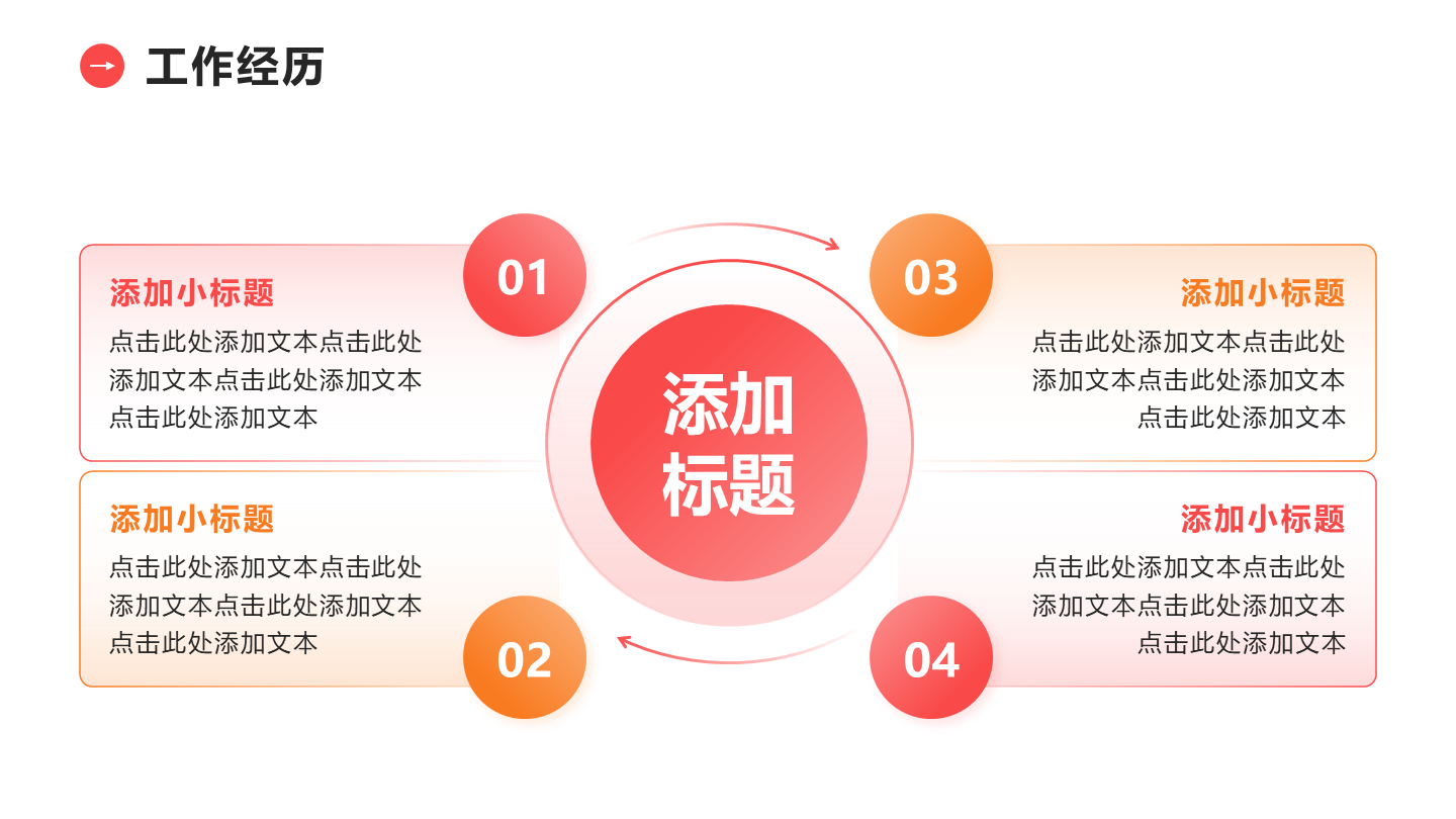 工作经历 - 粉橙色渐变循环PPT单页