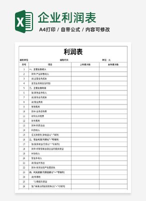 企业利润表excel模板