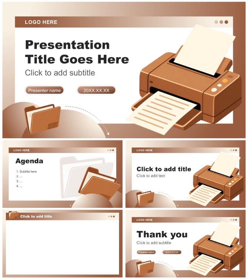 棕色商务风年度工作总结汇报PPT主题模板