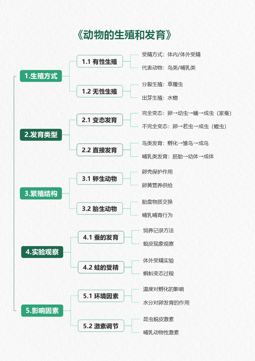 学习笔记-《动物的生殖和发育》绿色竖版word模板
