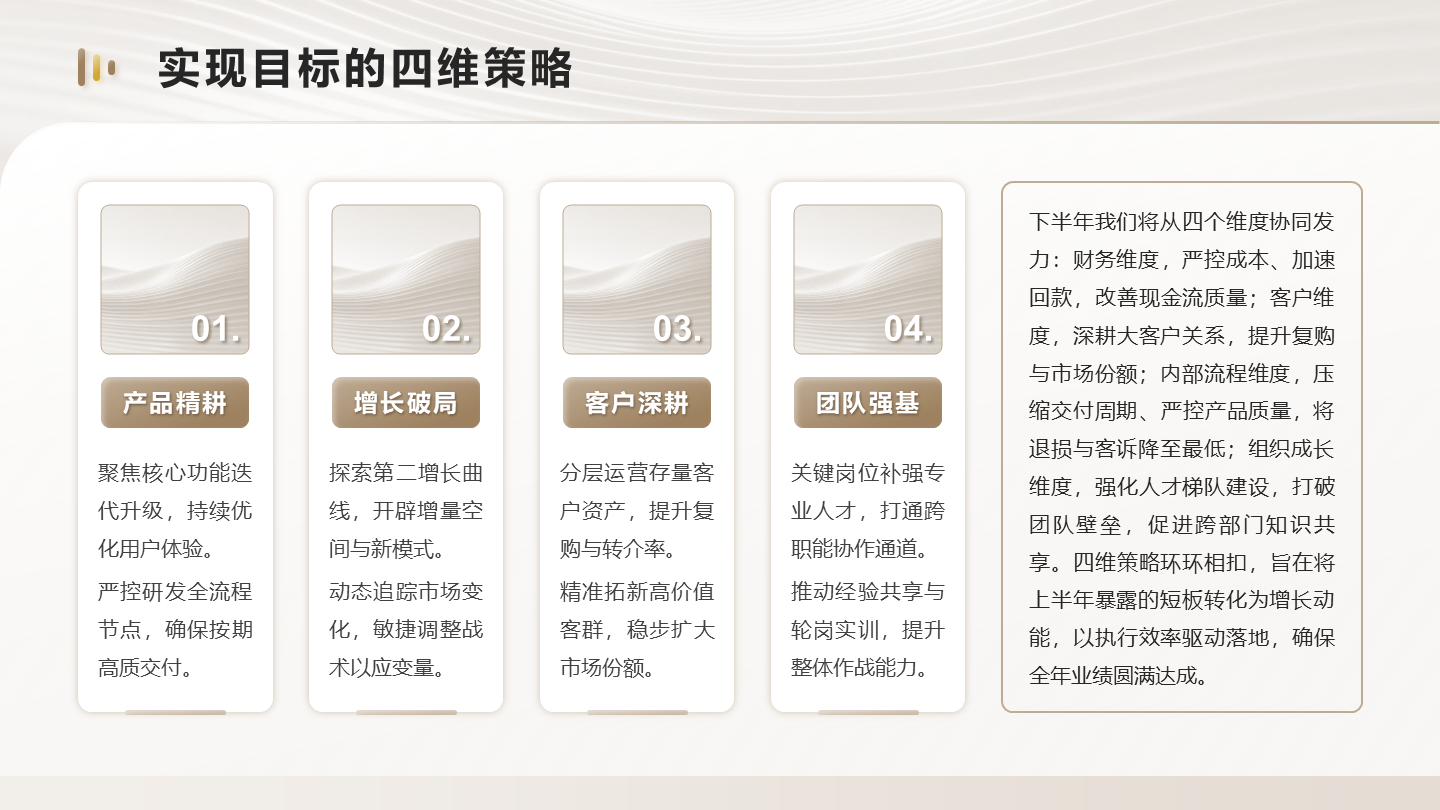 浅棕色商务风下半年工作规划总结PPT单页