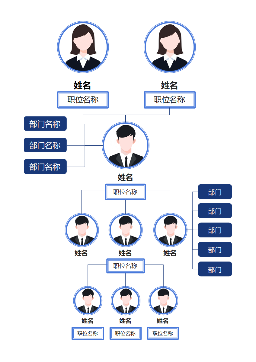组织架构-简约蓝组织架构设计 Word 模板
