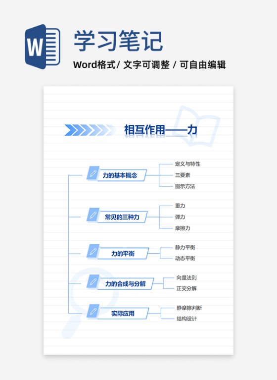 学习笔记-高中物理蓝色简约竖版word模板