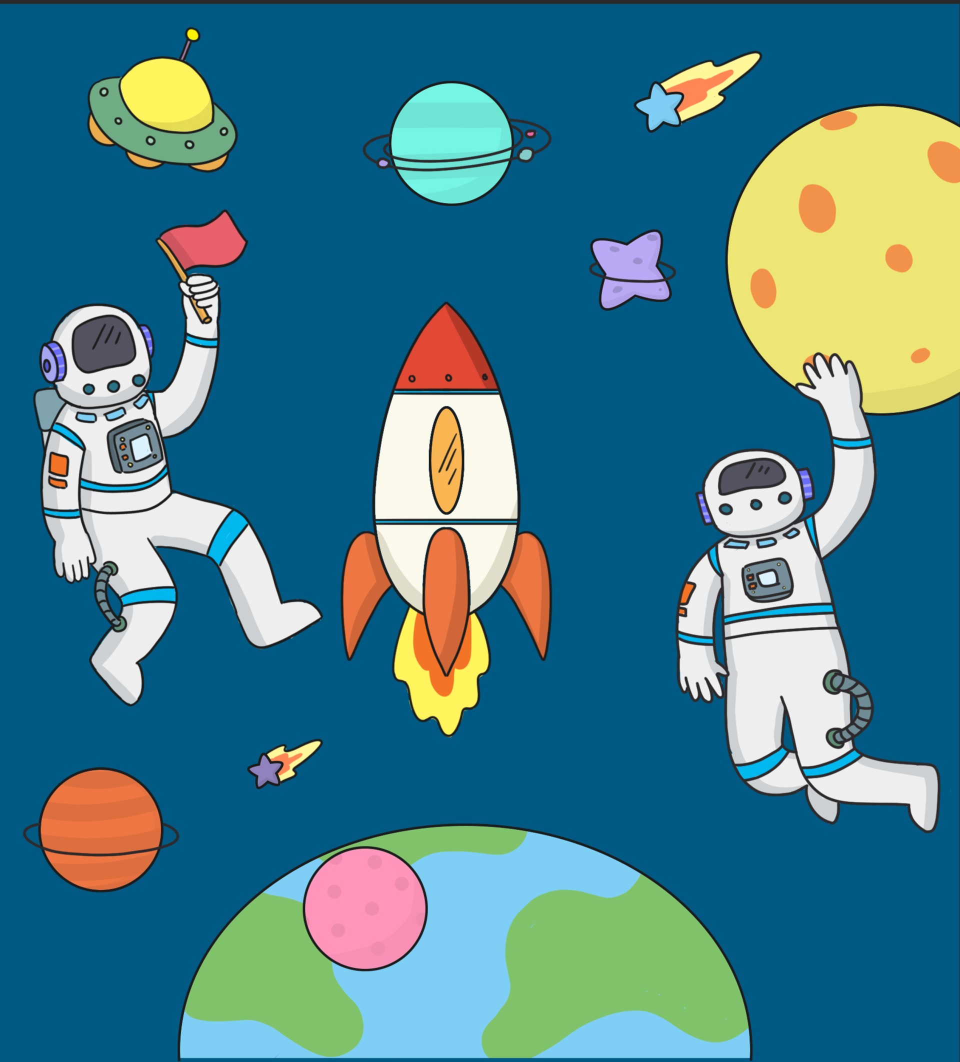 扁平卡通宇宙元素