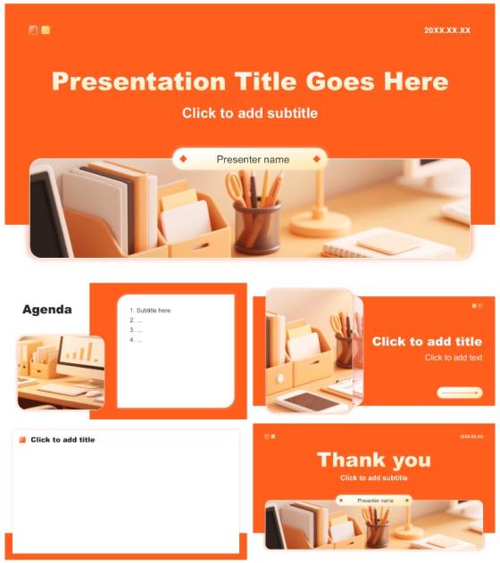 橙黄色商务风大学生个人求职简历通用PPT主题模板