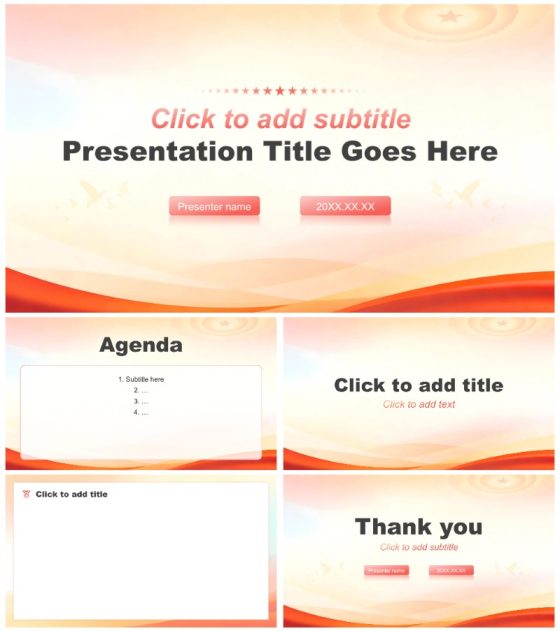 红色党政风两会经济发展热点解读PPT主题模板