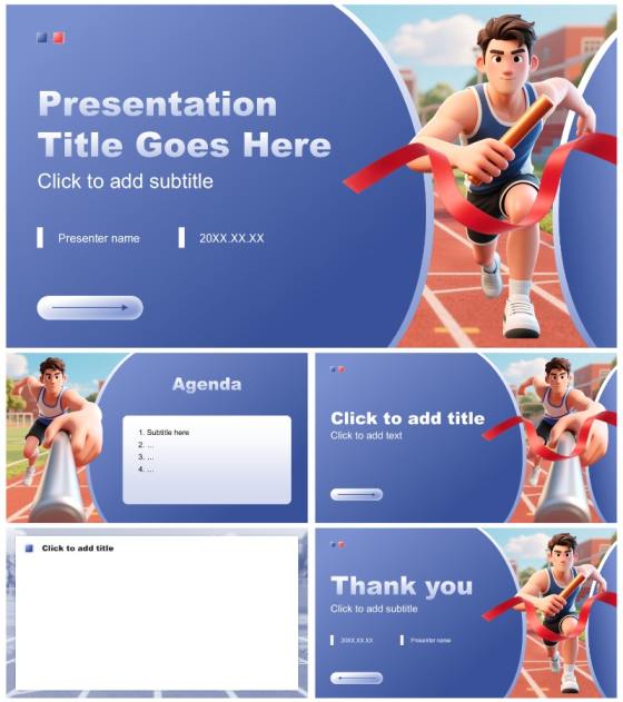 蓝色3D风校园运动会活动策划方案PPT主题模板