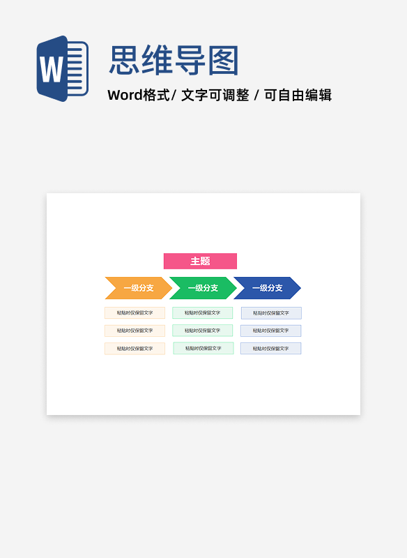 思维导图-彩色简约方位思维导图word模板