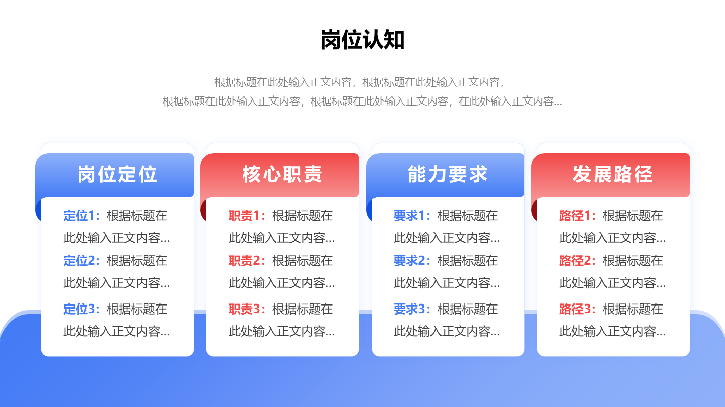 岗位认知-蓝红色简约风岗位述职关系页PPT单页 