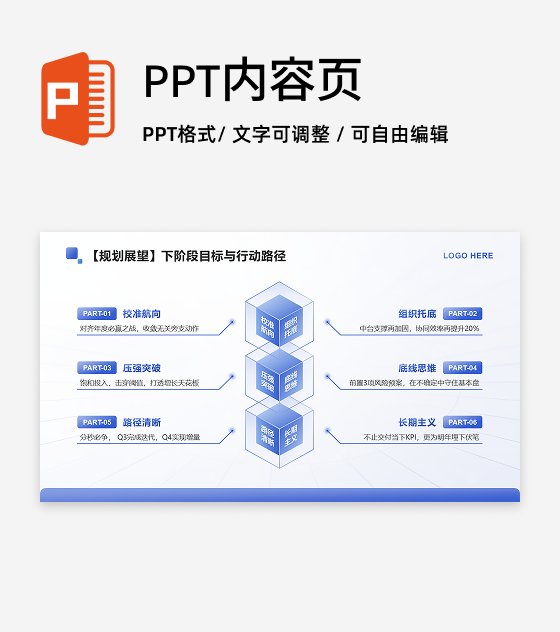 蓝色简约风述职报告规划展望列表PPT单页