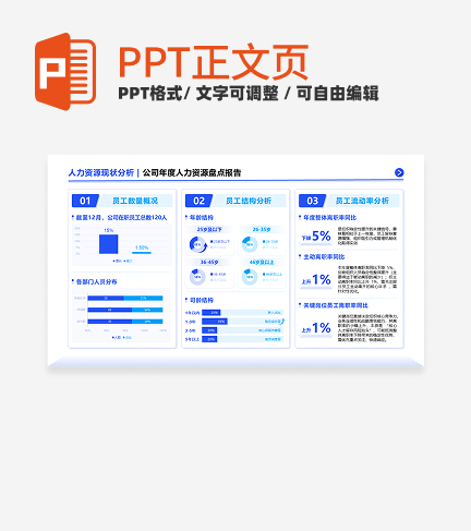 蓝色商务风人力资源现状分析正文页PPT单页 