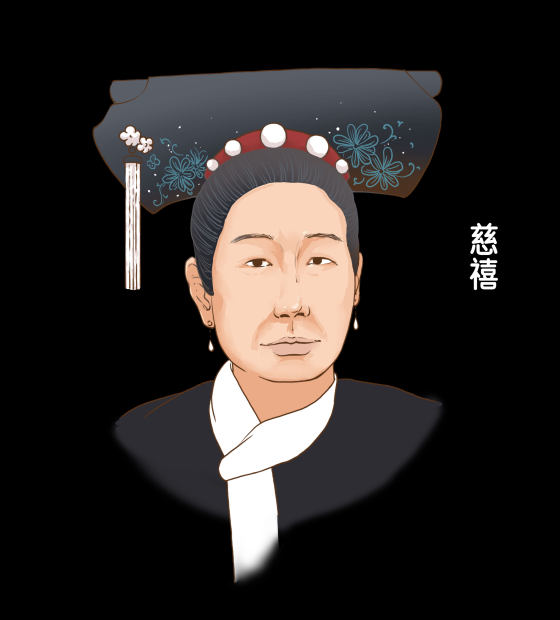 慈禧名人人像插画手绘素材