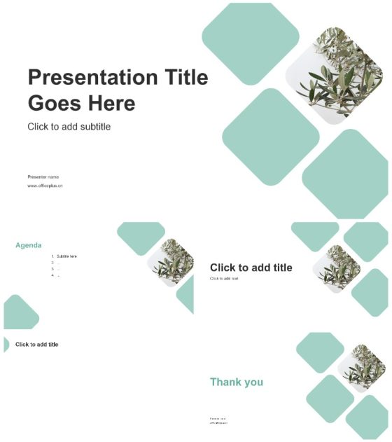 薄荷绿简约几何形状总结汇报通用ppt