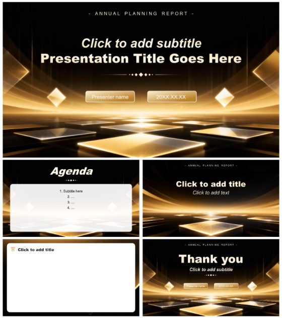 黑金商务风年度目标达成情况汇报PPT主题模板