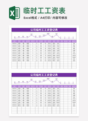 临时工工资登记表excel模板