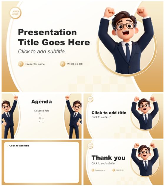 金色3D商务风试用期转正述职汇报PPT主题模板