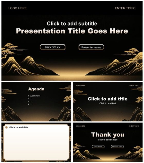 黑金中国风大学生职业规划大赛汇报PPT主题模板