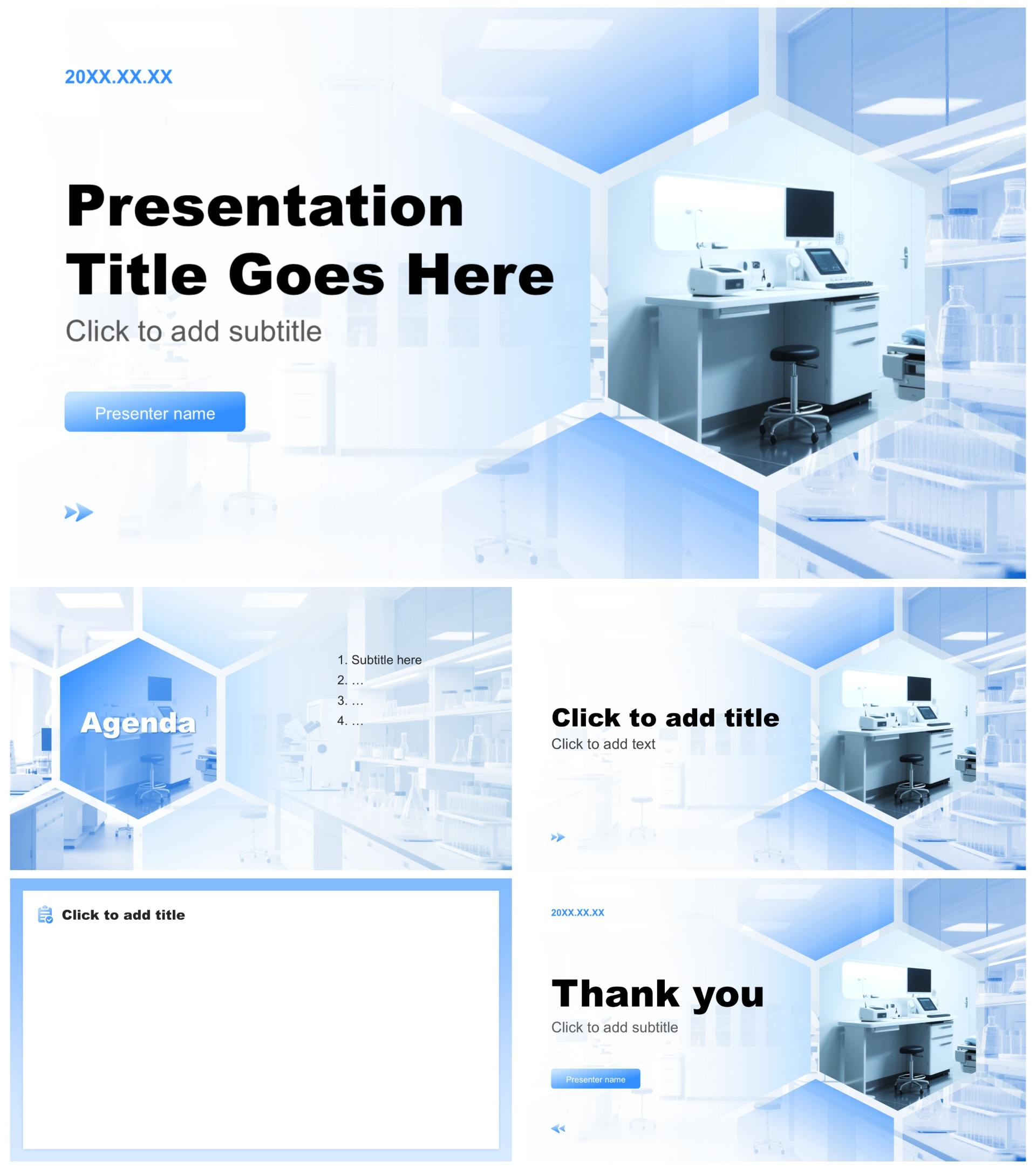蓝色商务风医院科室总结汇报通用PPT主题模板