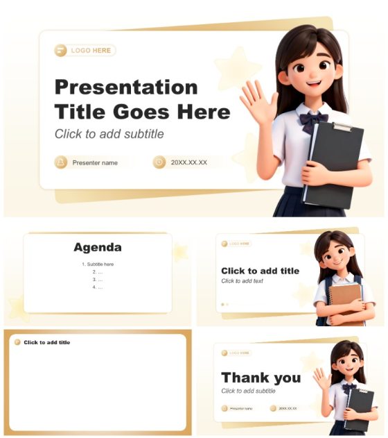 低饱和黄色3D风职业规划陈述汇报PPT主题模板