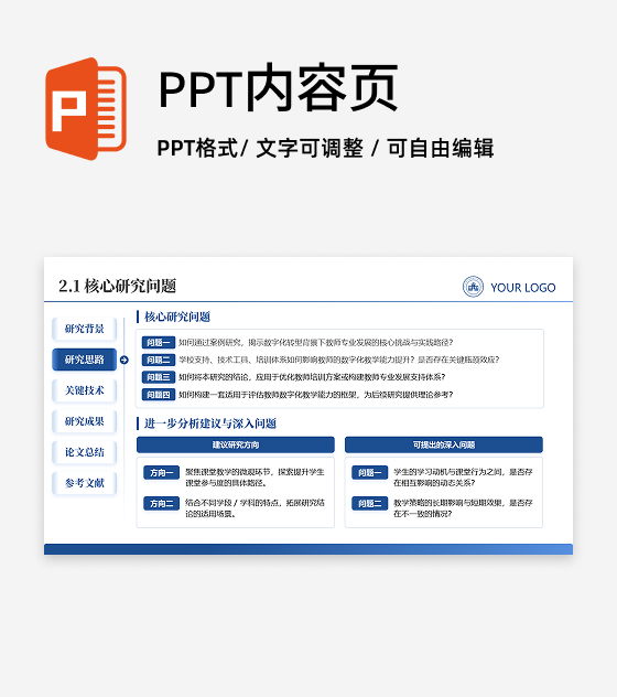 研究问题-学术风通用论文答辩开题报告汇报PPT单页