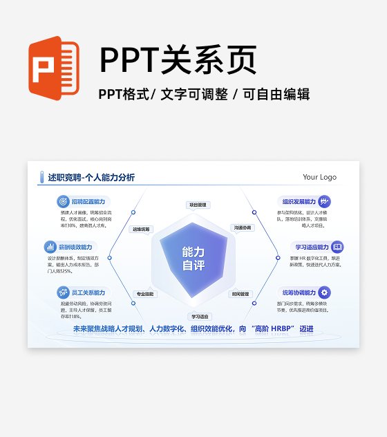 蓝紫色简约个人能力分析述职竞聘工作汇报PPT单页