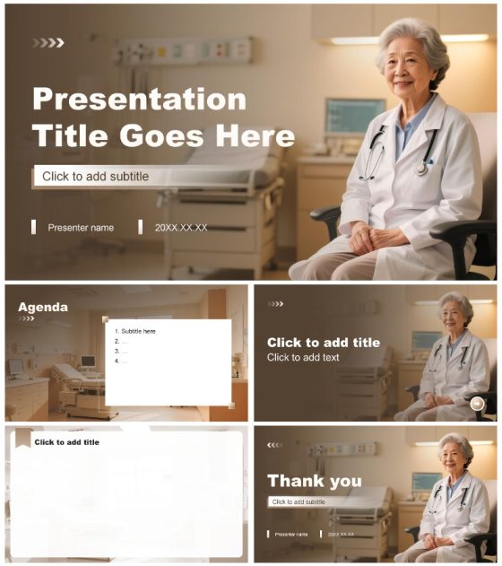 浅棕色商务风医疗病例汇报PPT主题模板