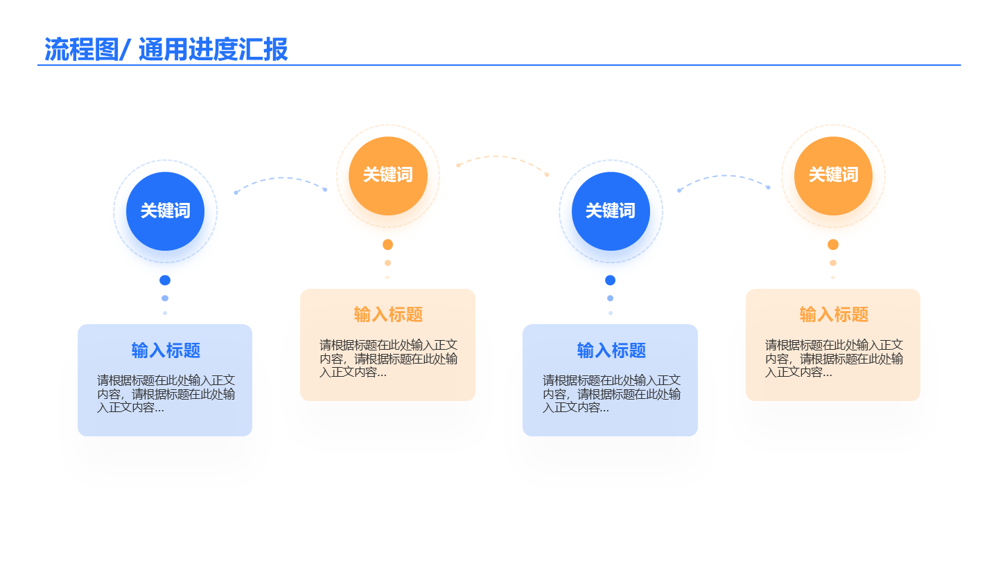 蓝黄色简约风圆形流程图通用关系页PPT模板