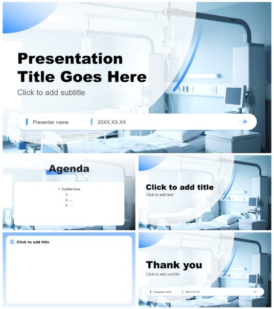 蓝色商务实景医疗临床汇报总结PPT主题模板