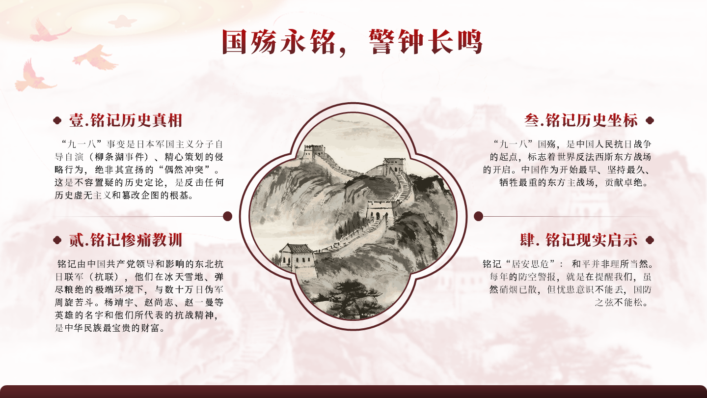 红色中国风九一八知识科普PPT单页