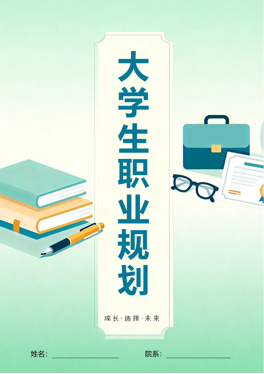 绿色简约插画风互联网IT专业大学生职业规划书