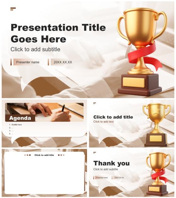 棕色商务风奖学金申请答辩通用PPT主题模板