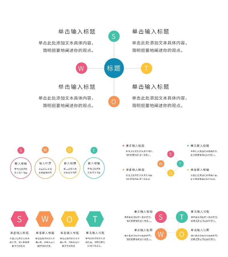 关系图SWOT页PPT模板