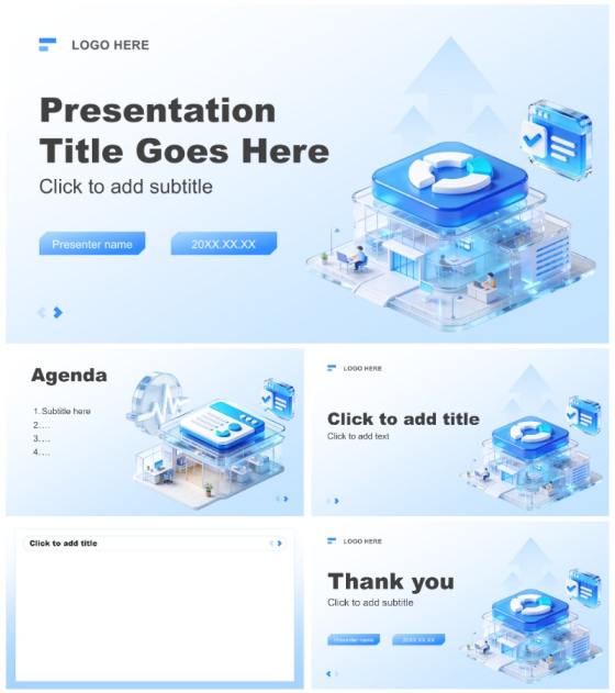 蓝色清新商务风工作述职年终成果汇报PPT主题模板