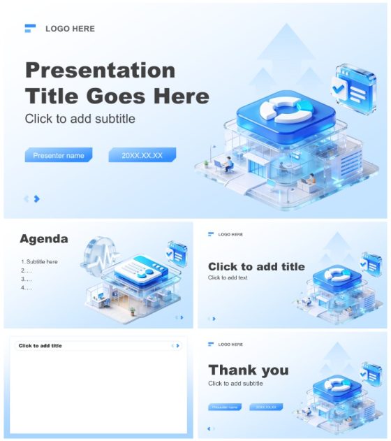 蓝色清新商务风工作述职年终成果汇报PPT主题模板