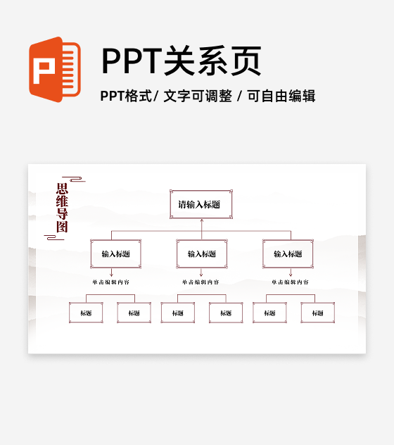 黄色中国古风思维导图架构学习汇报教学课件单页