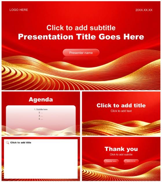 红色党政风两会工作报告解读分析通用PPT主题模板