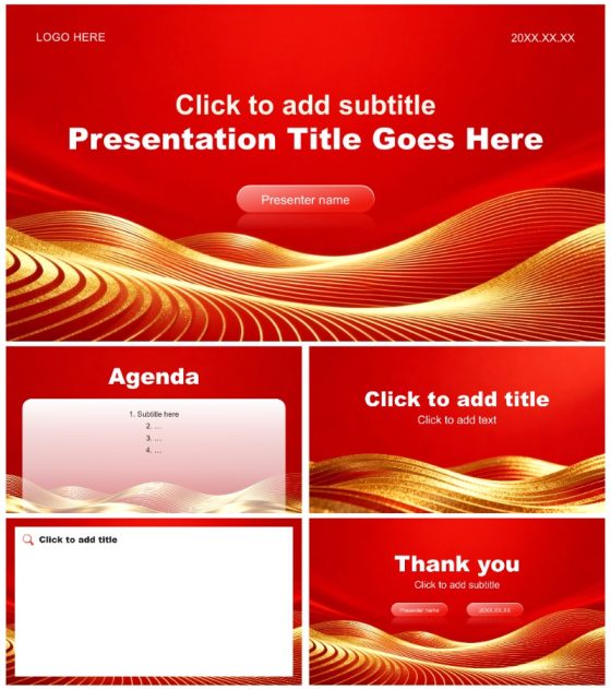 红色党政风两会工作报告解读分析通用PPT主题模板